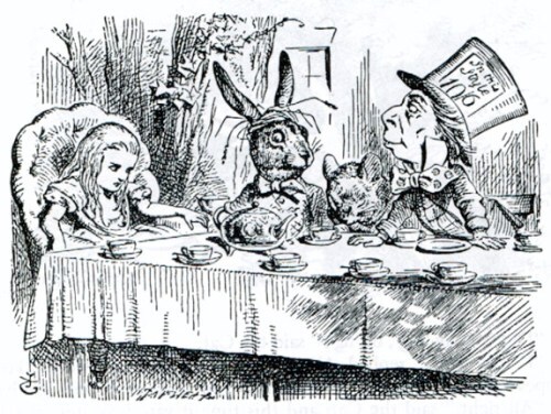 John Tenniel drawing of the Mad Hatter's Tea Party