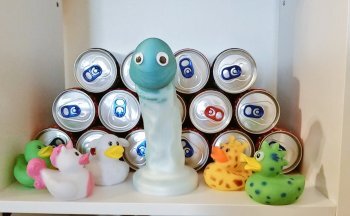Big Blue with his ducky fan club