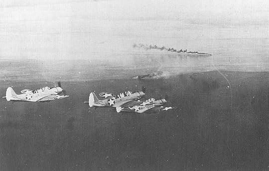 US Navy TBD-1 Devastators from USS Yorktown, prepare to attack Japanese shipping in the Huon Gulf, New Guinea, 10 March 1942 (US Navy photo)