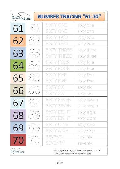 number tracing worksheets 61 70 wwwedusheetcom