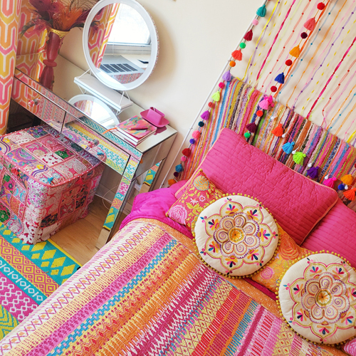 a bright, bohemian chic bedroom