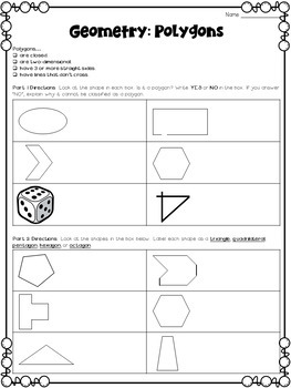 geometry worksheets for third grade by deb hanson tpt