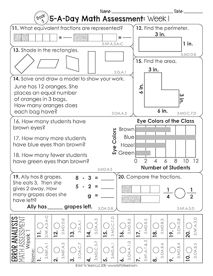 3rd grade weekly math assessments teacher thrive