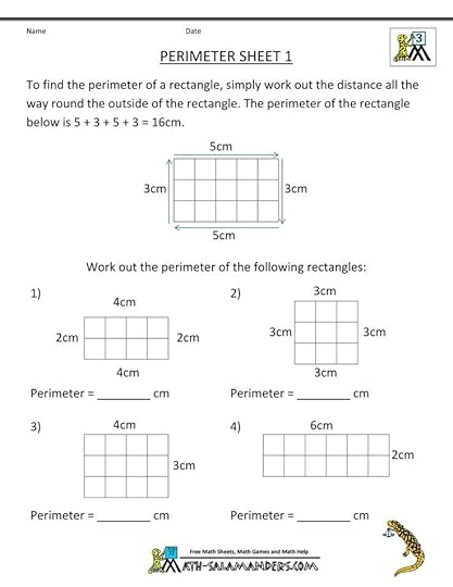 free 3rd grade math worksheets perimeter 1 teacher