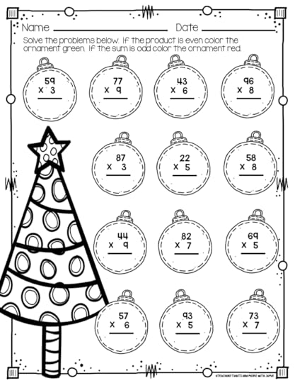 christmas worksheets 3rd grade math
