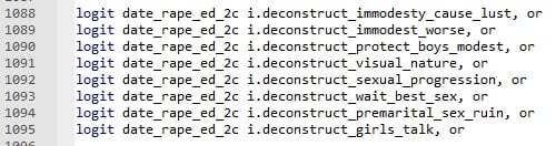 Lines of code for dataset