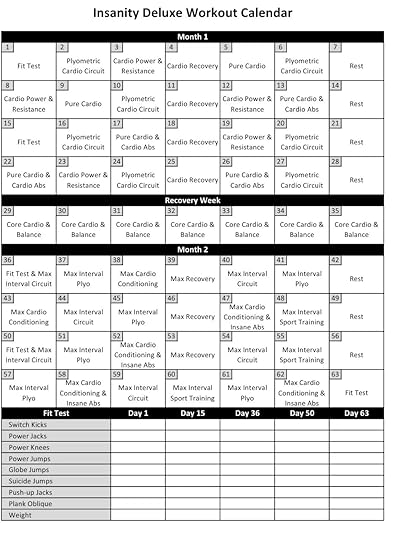 insanity workout schedule download printable pdf