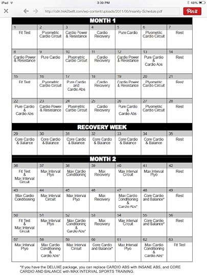 insanity 60 day schedule insanity workout calendar