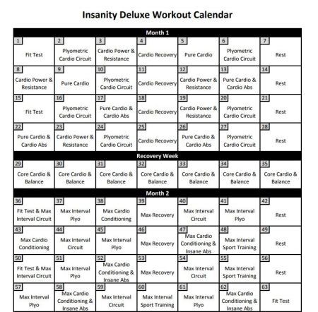 insanity calendar 11 insanity 60 day workout calendar