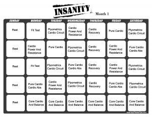 insanity workout calendar month 1 i be workin on my