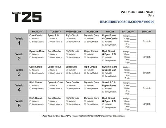 michelle is living well focus t25 workout calendar