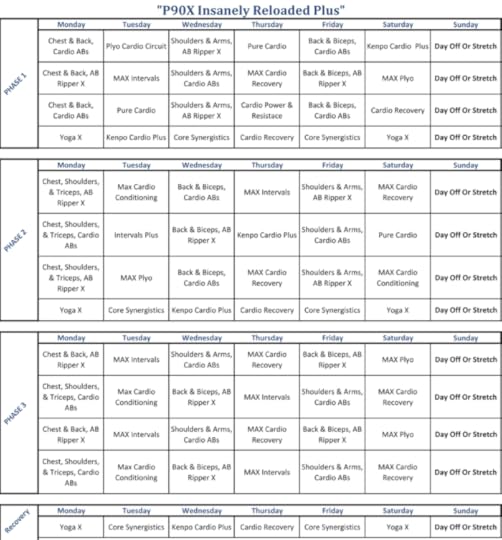 p90x workout calendar lean