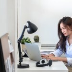 beautiful girl working laptop