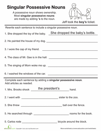 possessive nouns worksheet possessive nouns grammar and