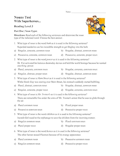 singular plural and possessive nouns test 1 reading