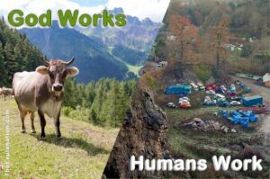 God works at relationship with humans and ruling Earth. Humans in God's image do the same work