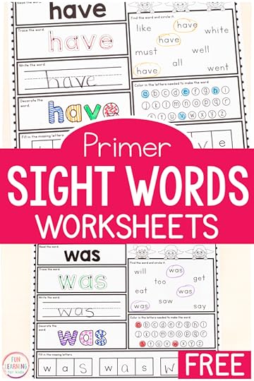 free printable kindergarten sight word worksheets