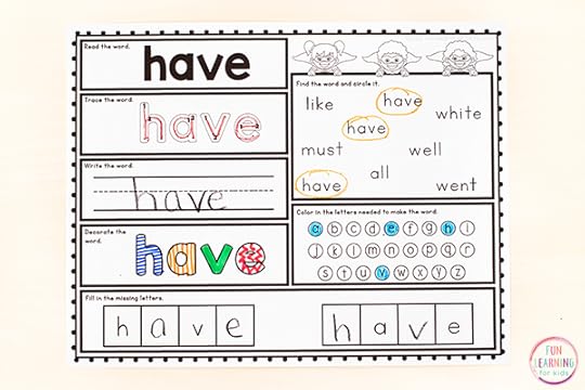 free printable kindergarten sight word worksheets