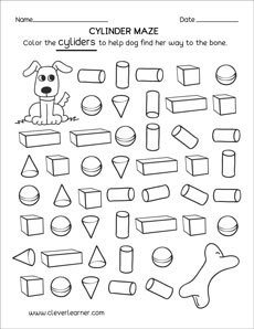 free cylinder worksheets for kindergartens