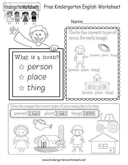 free kindergarten english worksheet