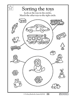 sorting toys kindergarten preschool math worksheet greatschools