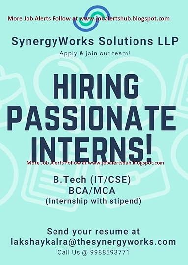 Hiring B.Tech / BCA MCA Freshers SynergyWorks Solutions