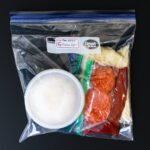 pizza freezer kit in gallon size ziptop bag.