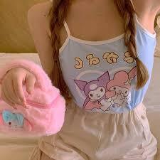 Kuromi My Melody Pastel Crop Top Tank Shirt Kawaii | DDLG Playground