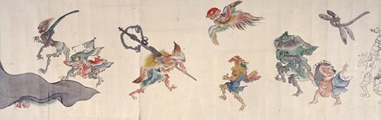 hyakki yagyo emaki gulungan parade yokai bergambar