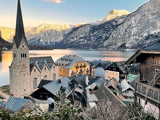 looking down on the town of hallstatt