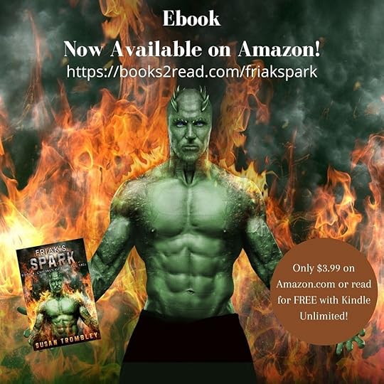 Social media post featuring Friak's Spark novel.