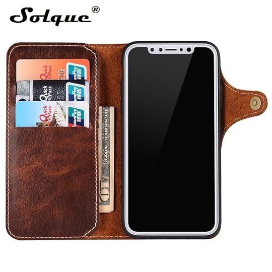 Solque Luxury Genuine Leather Flip Wallet Case For iPhone