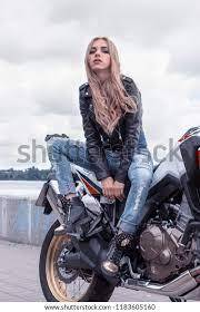 Fashion Female Biker Girl Young Blonde Stock Photo (Edit Now) 1183605160