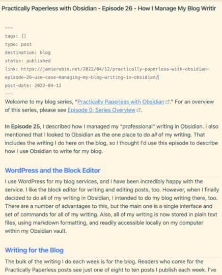draft of the current post in Obsidian