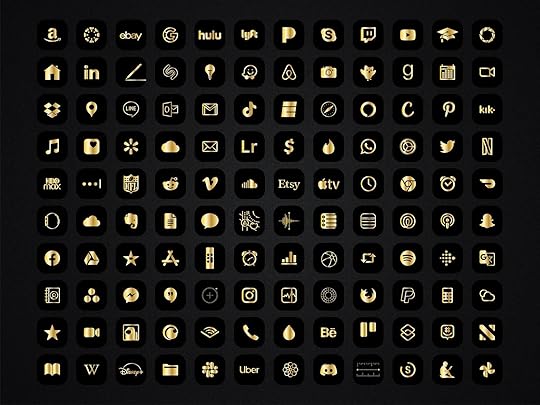Luxury Gold Black Icon Pack for IPhone IOS 14, Black