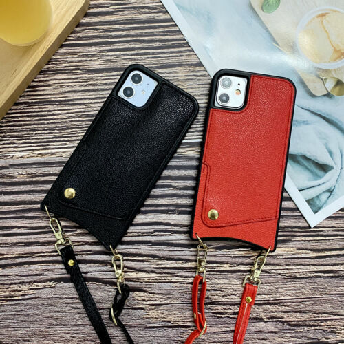 Leather Crossbody Strap Wallet Case Cover for iPhone 12