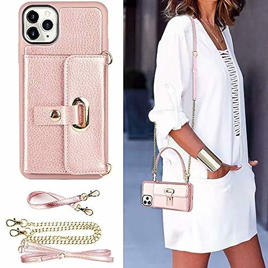 iPhone 11 Pro Max Wallet Case Crossbody w/ Wrist Chain