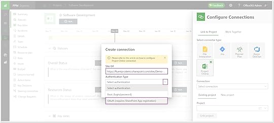 Using OAuth authentication to add Project Online
