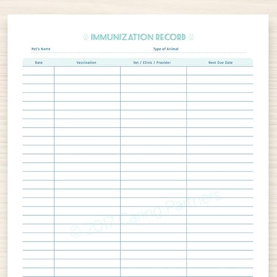 pet immunization veterinary record printable pdf for etsy