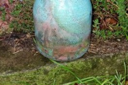Raku Vase - blue, turquoise, cooper and red