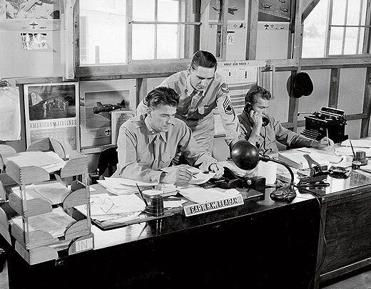 Capt. Ronald Reagan working for the Army Air Force’s First Motion Picture Unit in Culver City, CA, 1943-44 (US Army Air Force photo)