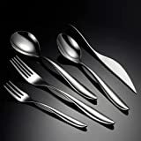 RIS LAN 60-Piece Exquisite Silverware Set, Stainless Steel Flatware Set, Cutlery Set for 12, Fork Spoon Knife Set Eating Utensils Tableware Set for Kitchens, Dishwasher Safe (60pcs, Set 1)