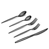 SANTUO 20 Piece Silverware Set for 4, Dinning Stainless Steel Flatware Set, 20pcs Lunch Tableware Cutlery Set, Dinner Mirror Polished Utensils, Include Knife Fork Spoon for Home (Black Titanium)