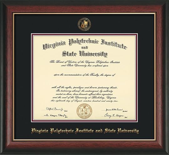 Virginia Tech Diploma Frame Rosewood w/Gold Lip w