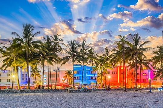 South Beach at sunset in Miami Florida