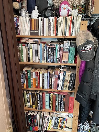 half closet of books