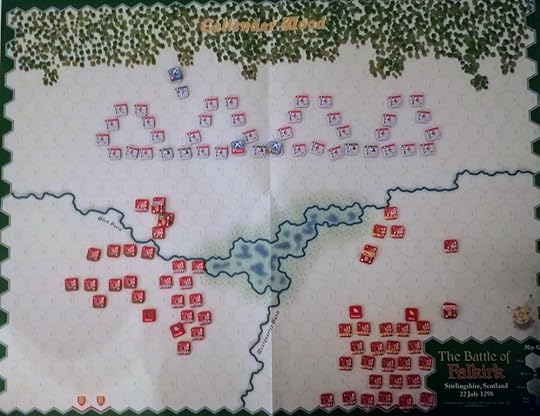 Map of Falkirk, now with a vast array of English counters along lower half of the map. A few have also crossed the river in the west.