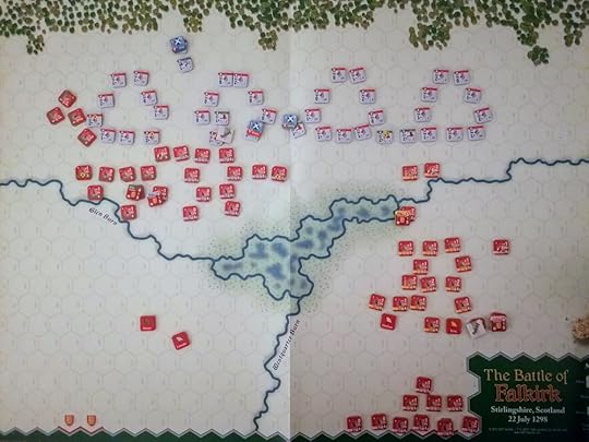 Map of Falkirk - the right side has little change, but on the left the English have begun circling around the Scottish formation.