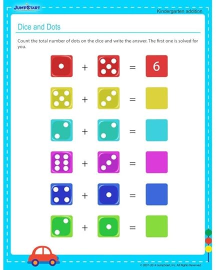 dice and dots free worksheet for kindergarten kids
