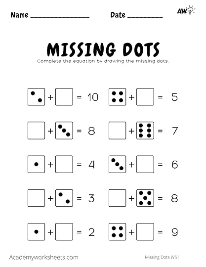 missing dots addition worksheets academy worksheets